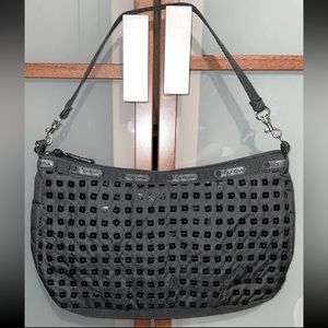 LeSportsac Vintage Fall/Winter 2001 Sequins Black Nylon Mini Handbag Purse